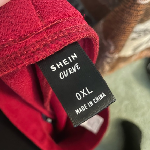 SHEIN plus solid high waist flared skirt burgundry maroon red size 0XL 12 ❤️ - Picture 4 of 6